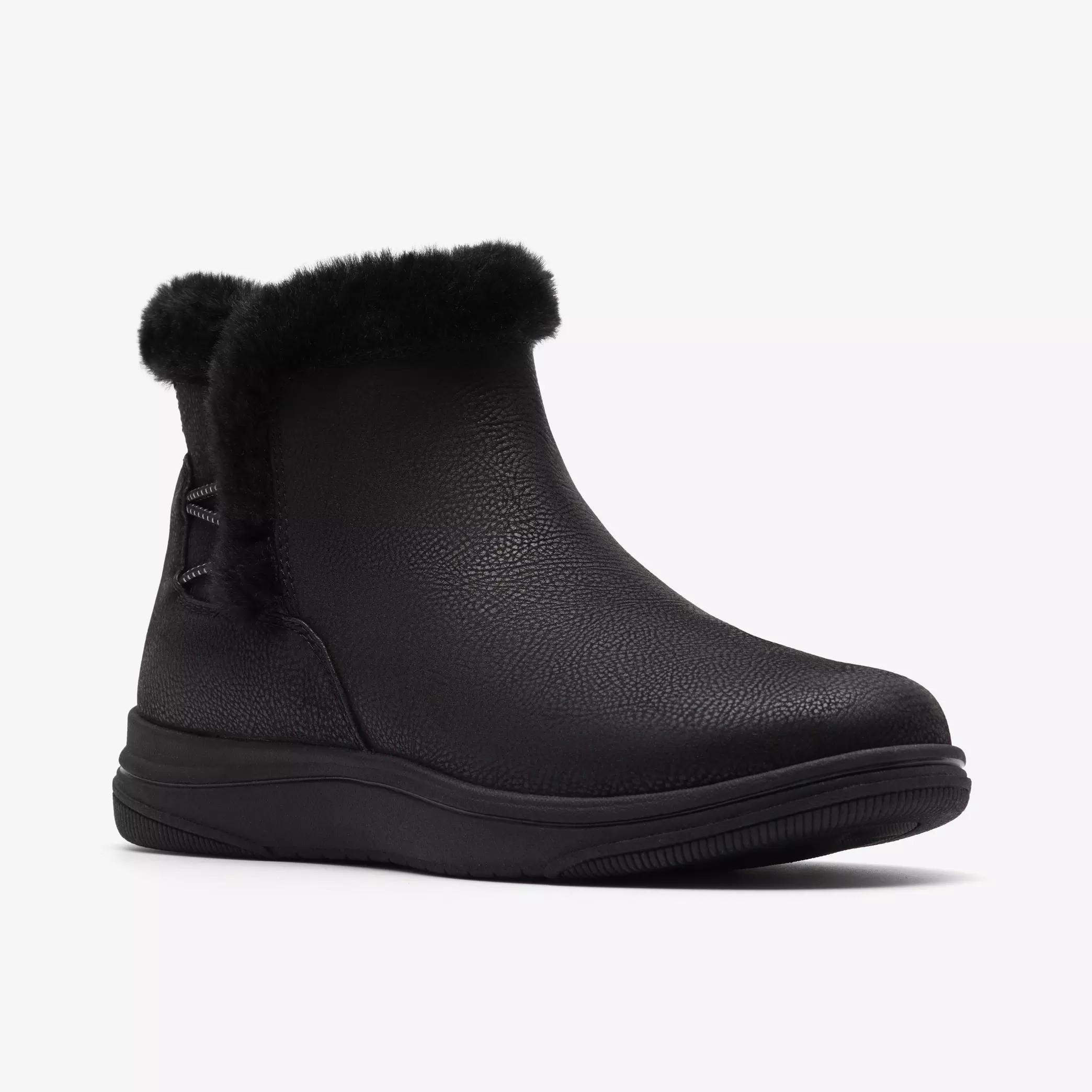 дамски боти без ток с равна подметка clarks brinkley fur 26184190 черни от текстил - снимка 1
