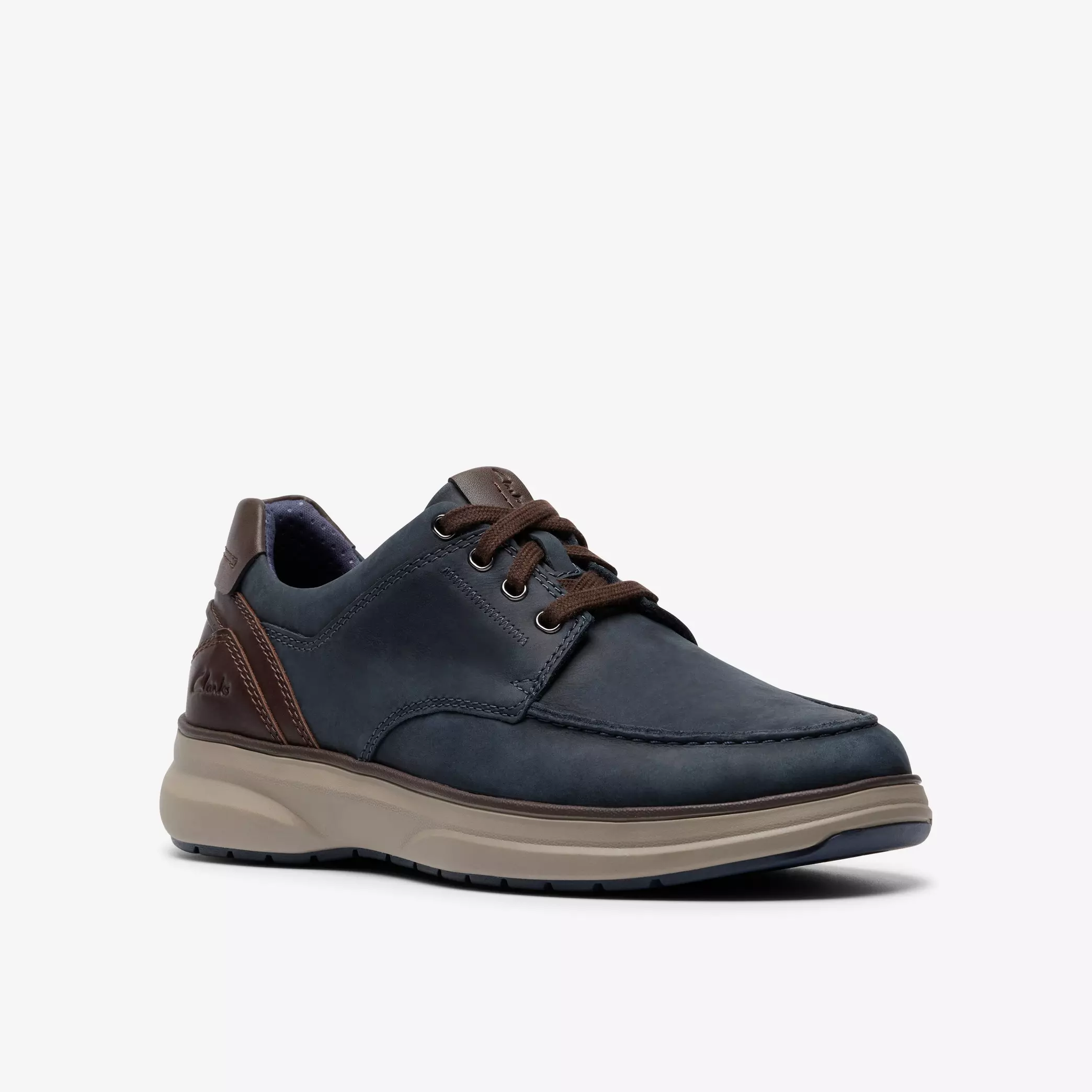 мъжки обувки clarks mullan moc 26184429 сини от естествена кожа за широк крак - снимка 1