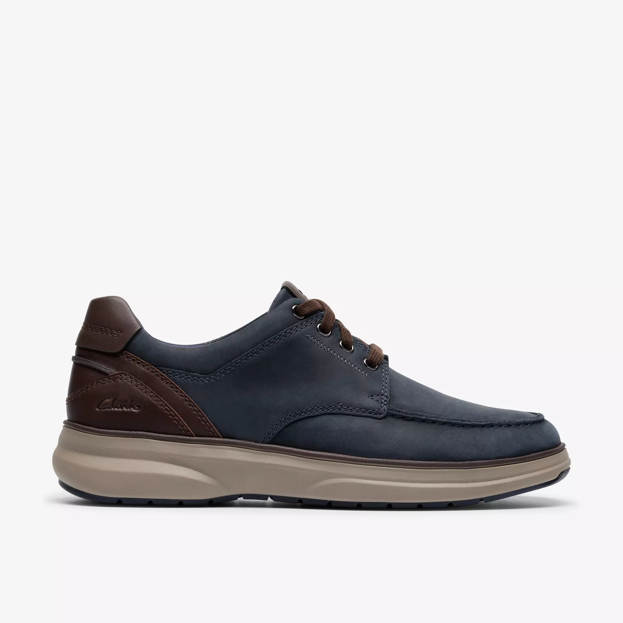 мъжки обувки clarks mullan moc 26184429 сини от естествена кожа за широк крак - снимка 2