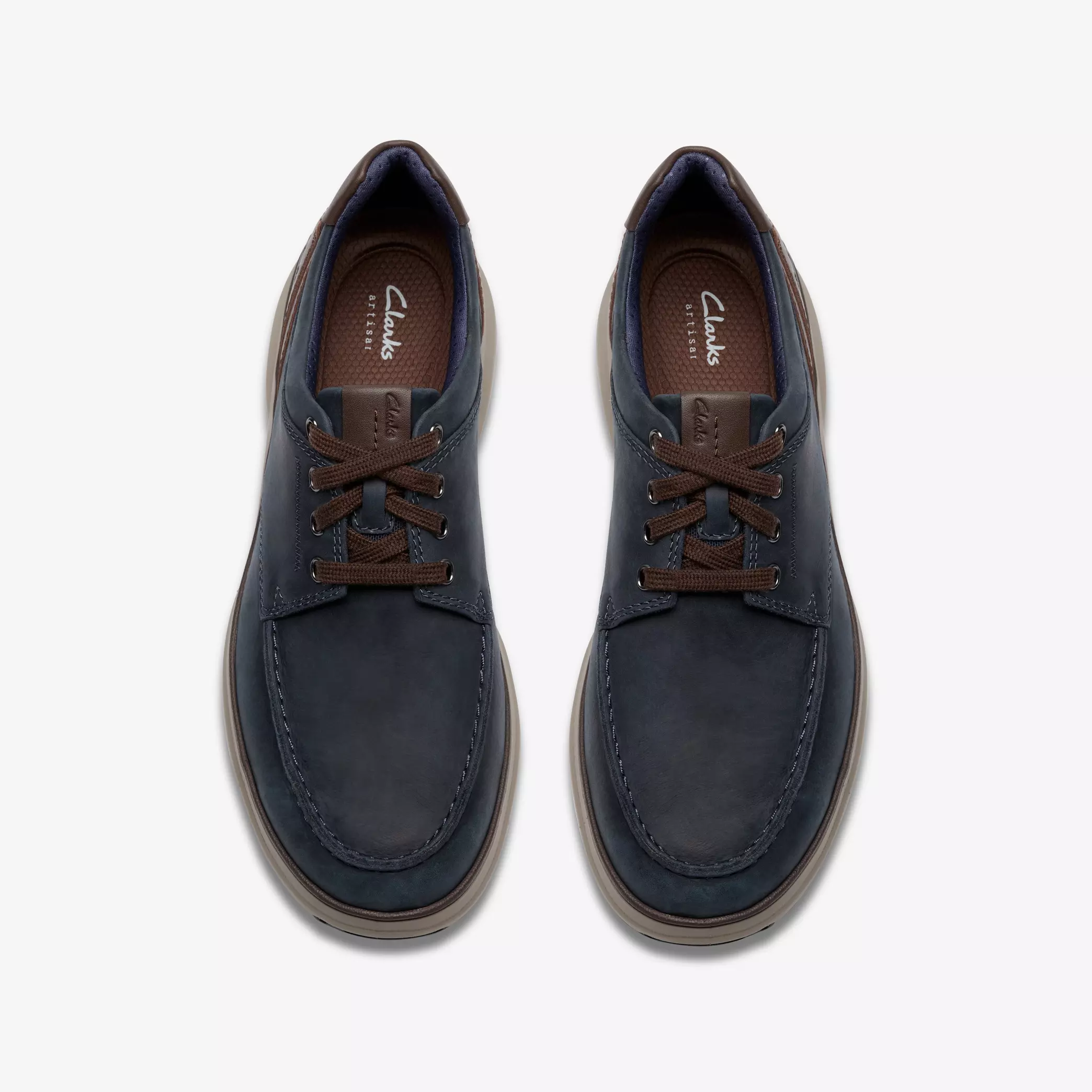 мъжки обувки clarks mullan moc 26184429 сини от естествена кожа за широк крак - снимка 6