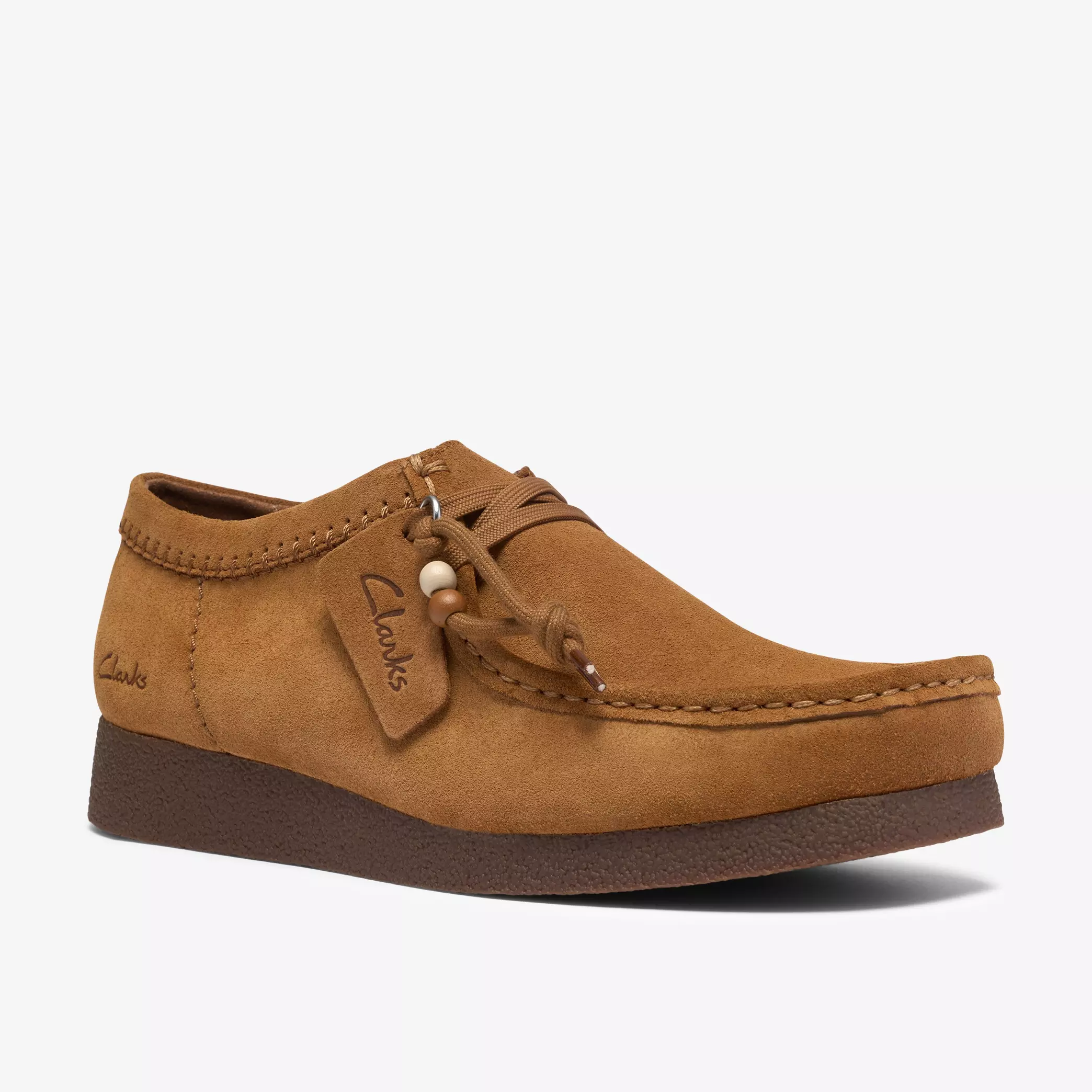 мъжки обувки clarks wallabee evo 26327788 кафяви от велур - снимка 1